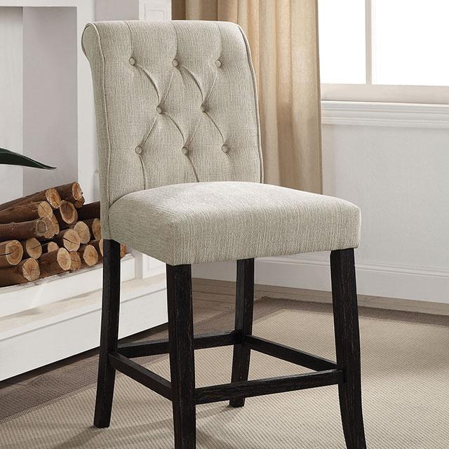 Izzy Beige/Antique Black Counter Ht. Chair, Ivory (2/CTN) - Premium Dining Chair from FOA East - Just $292.50! Shop now at Furniture Wholesale Plus  We are the best furniture store in Nashville, Hendersonville, Goodlettsville, Madison, Antioch, Mount Juliet, Lebanon, Gallatin, Springfield, Murfreesboro, Franklin, Brentwood