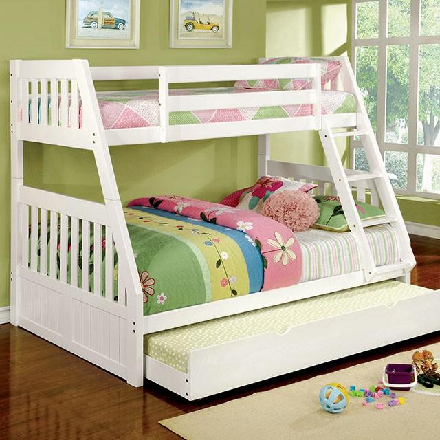 CANBERRA II White Twin/Full Bunk Bed - Premium Bunk Bed from FOA East - Just $583.05! Shop now at Furniture Wholesale Plus  We are the best furniture store in Nashville, Hendersonville, Goodlettsville, Madison, Antioch, Mount Juliet, Lebanon, Gallatin, Springfield, Murfreesboro, Franklin, Brentwood