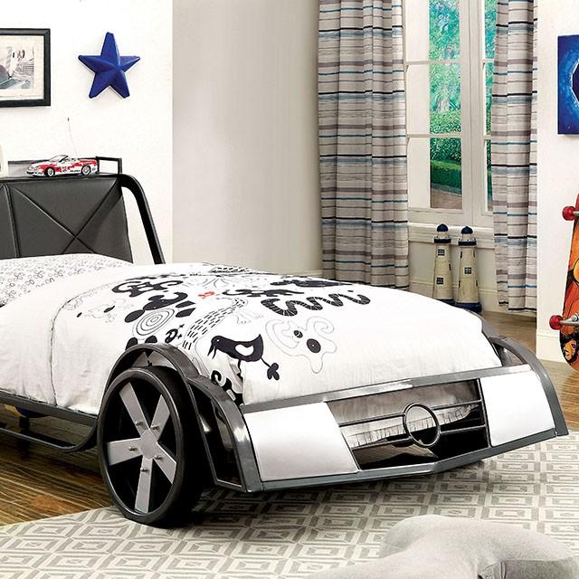 GT RACER Silver, Gun Metal Full Bed - Premium Bed from FOA East - Just $641.55! Shop now at Furniture Wholesale Plus  We are the best furniture store in Nashville, Hendersonville, Goodlettsville, Madison, Antioch, Mount Juliet, Lebanon, Gallatin, Springfield, Murfreesboro, Franklin, Brentwood