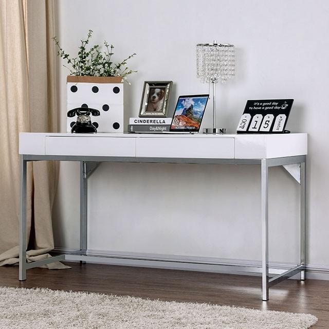 Loke White/Chrome Computer Desk - Premium Desk from FOA East - Just $583.05! Shop now at Furniture Wholesale Plus  We are the best furniture store in Nashville, Hendersonville, Goodlettsville, Madison, Antioch, Mount Juliet, Lebanon, Gallatin, Springfield, Murfreesboro, Franklin, Brentwood