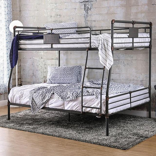 Olga I Antique Black Full/Queen Bunk Bed - Premium Bunk Bed from FOA East - Just $797.55! Shop now at Furniture Wholesale Plus  We are the best furniture store in Nashville, Hendersonville, Goodlettsville, Madison, Antioch, Mount Juliet, Lebanon, Gallatin, Springfield, Murfreesboro, Franklin, Brentwood