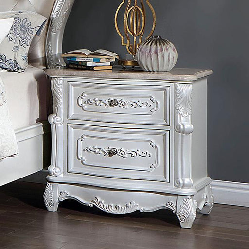 ROSALIND Night Stand, Pearl White - Premium Nightstand from FOA East - Just $491.40! Shop now at Furniture Wholesale Plus  We are the best furniture store in Nashville, Hendersonville, Goodlettsville, Madison, Antioch, Mount Juliet, Lebanon, Gallatin, Springfield, Murfreesboro, Franklin, Brentwood