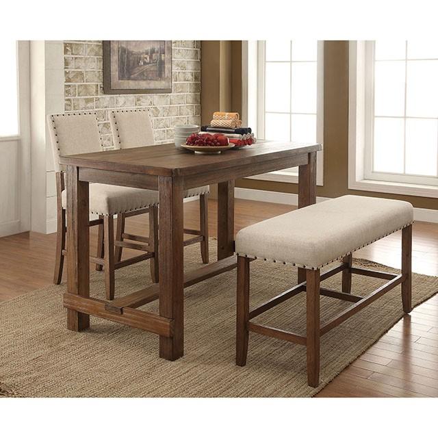 SANIA Rustic Oak Counter Ht. Bench - Premium Bench from FOA East - Just $148.20! Shop now at Furniture Wholesale Plus  We are the best furniture store in Nashville, Hendersonville, Goodlettsville, Madison, Antioch, Mount Juliet, Lebanon, Gallatin, Springfield, Murfreesboro, Franklin, Brentwood