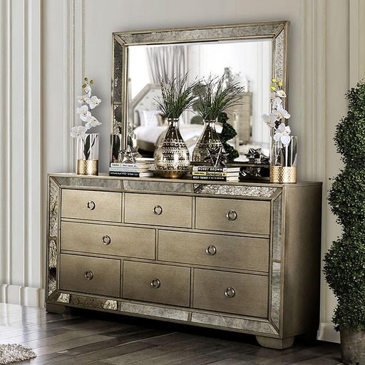 LORAINE Champagne Dresser - Premium Dresser from FOA East - Just $955.50! Shop now at Furniture Wholesale Plus  We are the best furniture store in Nashville, Hendersonville, Goodlettsville, Madison, Antioch, Mount Juliet, Lebanon, Gallatin, Springfield, Murfreesboro, Franklin, Brentwood