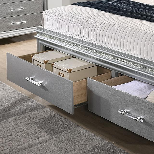 MADDIE E.King Bed, Silver - Premium Bed from FOA East - Just $1402.05! Shop now at Furniture Wholesale Plus  We are the best furniture store in Nashville, Hendersonville, Goodlettsville, Madison, Antioch, Mount Juliet, Lebanon, Gallatin, Springfield, Murfreesboro, Franklin, Brentwood