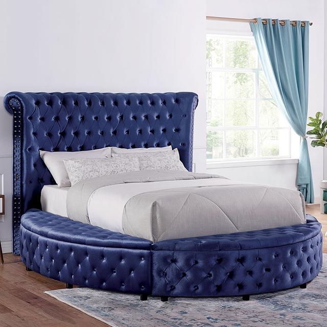 SANSOM E.King Bed, Blue - Premium Bed from FOA East - Just $1324.05! Shop now at Furniture Wholesale Plus  We are the best furniture store in Nashville, Hendersonville, Goodlettsville, Madison, Antioch, Mount Juliet, Lebanon, Gallatin, Springfield, Murfreesboro, Franklin, Brentwood