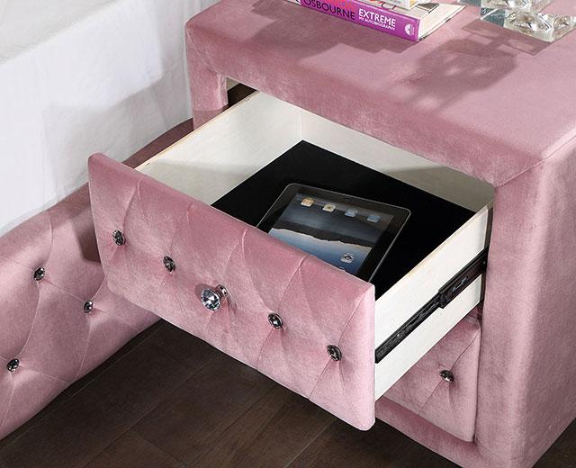 ZOHAR Night Stand, Pink - Premium Nightstand from FOA East - Just $195! Shop now at Furniture Wholesale Plus  We are the best furniture store in Nashville, Hendersonville, Goodlettsville, Madison, Antioch, Mount Juliet, Lebanon, Gallatin, Springfield, Murfreesboro, Franklin, Brentwood