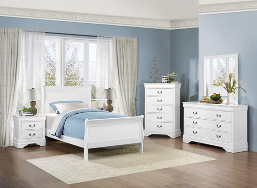 Homelegance Mayville Twin Sleigh Bed in White 2147TW-1 - Premium Bed from Homelegance (Titan Warehouse) - Just $314.44! Shop now at Furniture Wholesale Plus  We are the best furniture store in Nashville, Hendersonville, Goodlettsville, Madison, Antioch, Mount Juliet, Lebanon, Gallatin, Springfield, Murfreesboro, Franklin, Brentwood