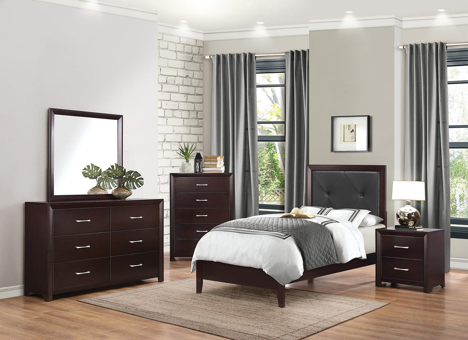 Homelegance Edina 5 Drawer Chest in Espresso-Hinted Cherry 2145-9 - Premium Chest from Homelegance (Titan Warehouse) - Just $349.05! Shop now at Furniture Wholesale Plus  We are the best furniture store in Nashville, Hendersonville, Goodlettsville, Madison, Antioch, Mount Juliet, Lebanon, Gallatin, Springfield, Murfreesboro, Franklin, Brentwood