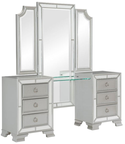 Homelegance Avondale Vanity Dresser with Mirror in Silver 1646-15 - Premium Vanity from Homelegance (Titan Warehouse) - Just $984.75! Shop now at Furniture Wholesale Plus  We are the best furniture store in Nashville, Hendersonville, Goodlettsville, Madison, Antioch, Mount Juliet, Lebanon, Gallatin, Springfield, Murfreesboro, Franklin, Brentwood
