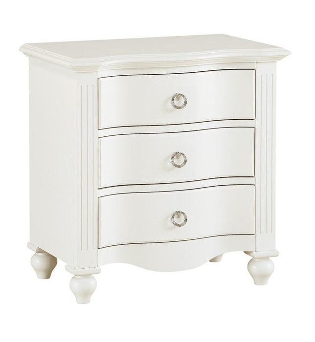 Homelegance Meghan 3 Drawer Nightstand in White 2058WH-4 - Premium Nightstand from Homelegance (Titan Warehouse) - Just $292.50! Shop now at Furniture Wholesale Plus  We are the best furniture store in Nashville, Hendersonville, Goodlettsville, Madison, Antioch, Mount Juliet, Lebanon, Gallatin, Springfield, Murfreesboro, Franklin, Brentwood