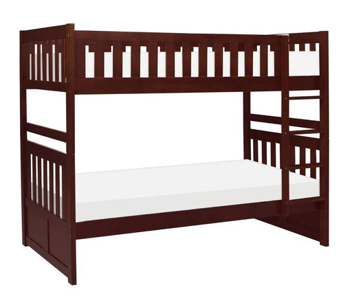 Homelegance Rowe Twin/Twin Bunk Bed in Dark Cherry B2013DC-1* - Premium Bed from Homelegance (Titan Warehouse) - Just $427.05! Shop now at Furniture Wholesale Plus  We are the best furniture store in Nashville, Hendersonville, Goodlettsville, Madison, Antioch, Mount Juliet, Lebanon, Gallatin, Springfield, Murfreesboro, Franklin, Brentwood