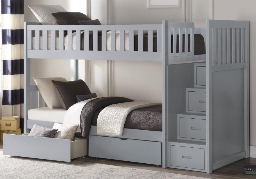 Homelegance Orion Bunk Bed w/ Reversible Step Storage and Storage Boxes in Gray B2063SB-1*T - Premium Bed from Homelegance (Titan Warehouse) - Just $914.55! Shop now at Furniture Wholesale Plus  We are the best furniture store in Nashville, Hendersonville, Goodlettsville, Madison, Antioch, Mount Juliet, Lebanon, Gallatin, Springfield, Murfreesboro, Franklin, Brentwood