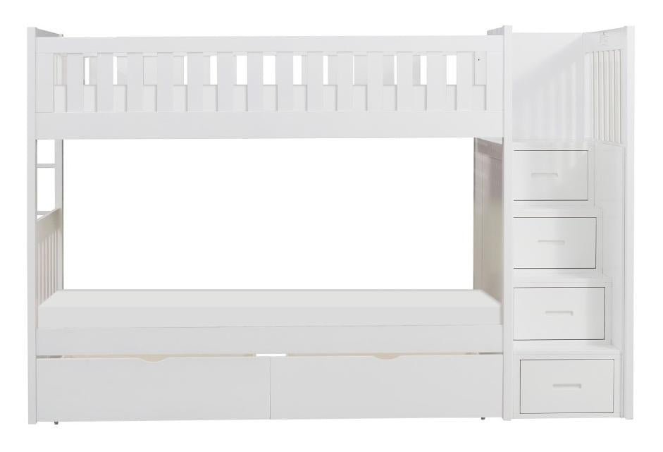 Homelegance Galen Bunk Bed w/ Reversible Step Storage and Storage Boxes in White B2053SBW-1*T - Premium Bed from Homelegance (Titan Warehouse) - Just $914.55! Shop now at Furniture Wholesale Plus  We are the best furniture store in Nashville, Hendersonville, Goodlettsville, Madison, Antioch, Mount Juliet, Lebanon, Gallatin, Springfield, Murfreesboro, Franklin, Brentwood