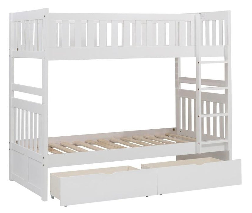 Homelegance Galen Twin/Twin Bunk Bed w/ Storage Boxes in White B2053W-1*T - Premium Bed from Homelegance (Titan Warehouse) - Just $427.05! Shop now at Furniture Wholesale Plus  We are the best furniture store in Nashville, Hendersonville, Goodlettsville, Madison, Antioch, Mount Juliet, Lebanon, Gallatin, Springfield, Murfreesboro, Franklin, Brentwood