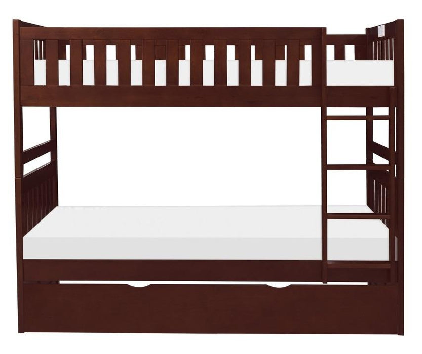 Homelegance Rowe Twin/Twin Bunk Bed w/ Twin Trundle Bed in Dark Cherry B2013DC-1*R - Premium Bed from Homelegance (Titan Warehouse) - Just $689.81! Shop now at Furniture Wholesale Plus  We are the best furniture store in Nashville, Hendersonville, Goodlettsville, Madison, Antioch, Mount Juliet, Lebanon, Gallatin, Springfield, Murfreesboro, Franklin, Brentwood