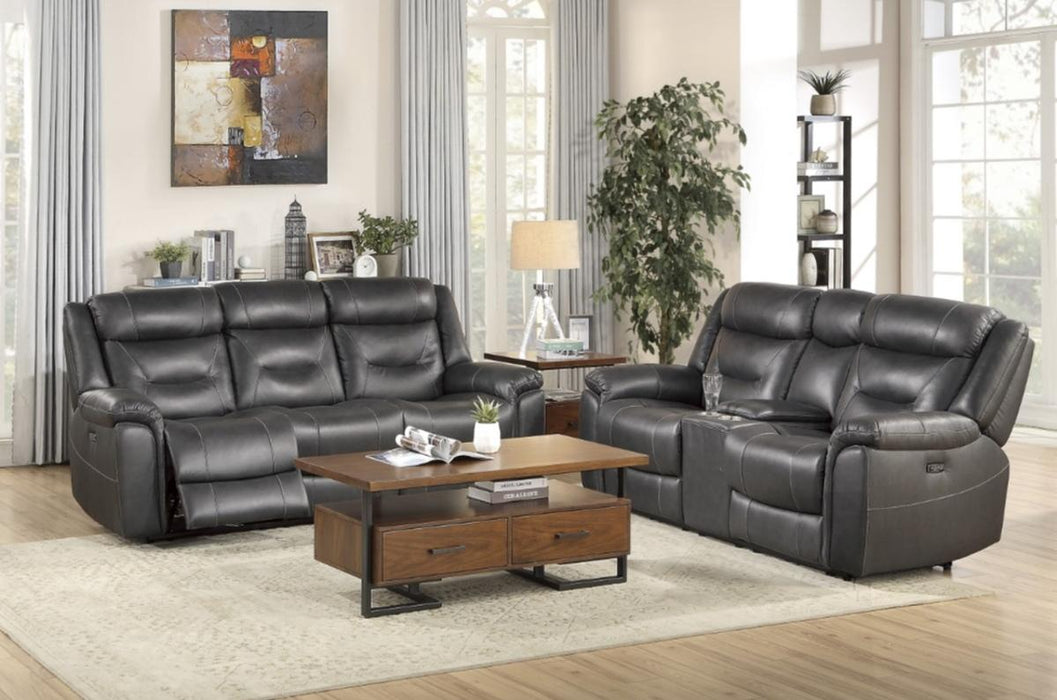 Homelegance Furniture Danio Power Double Reclining Sofa with Power Headrests in Dark Gray 9528DGY-3PWH - Premium Sofa from Homelegance (Titan Warehouse) - Just $1655.55! Shop now at Furniture Wholesale Plus  We are the best furniture store in Nashville, Hendersonville, Goodlettsville, Madison, Antioch, Mount Juliet, Lebanon, Gallatin, Springfield, Murfreesboro, Franklin, Brentwood