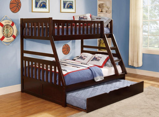 Homelegance Rowe Twin/Full Bunk Bed w/ Trundle in Dark Cherry B2013TFDC-1*T - Premium Bed from Homelegance (Titan Warehouse) - Just $505.05! Shop now at Furniture Wholesale Plus  We are the best furniture store in Nashville, Hendersonville, Goodlettsville, Madison, Antioch, Mount Juliet, Lebanon, Gallatin, Springfield, Murfreesboro, Franklin, Brentwood