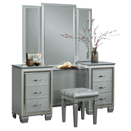 Homelegance Allura Vanity Stool in Silver 1916-14 - Premium Stool from Homelegance (Titan Warehouse) - Just $76.05! Shop now at Furniture Wholesale Plus  We are the best furniture store in Nashville, Hendersonville, Goodlettsville, Madison, Antioch, Mount Juliet, Lebanon, Gallatin, Springfield, Murfreesboro, Franklin, Brentwood