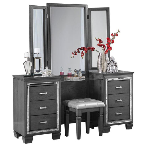 Homelegance Allura Vanity Stool in Gray 1916GY-14 - Premium Stool from Homelegance (Titan Warehouse) - Just $76.05! Shop now at Furniture Wholesale Plus  We are the best furniture store in Nashville, Hendersonville, Goodlettsville, Madison, Antioch, Mount Juliet, Lebanon, Gallatin, Springfield, Murfreesboro, Franklin, Brentwood