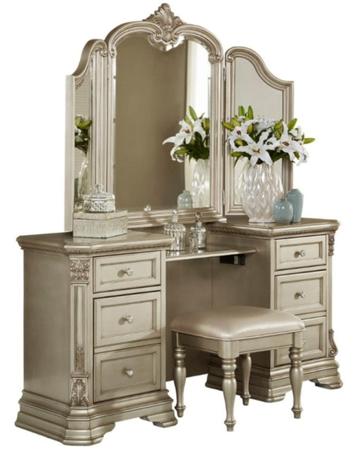 Homelegance Antoinetta Vanity Stool in Champagne Wood 1919NC-14 - Premium Other Items from Homelegance (Titan Warehouse) - Just $136.50! Shop now at Furniture Wholesale Plus  We are the best furniture store in Nashville, Hendersonville, Goodlettsville, Madison, Antioch, Mount Juliet, Lebanon, Gallatin, Springfield, Murfreesboro, Franklin, Brentwood