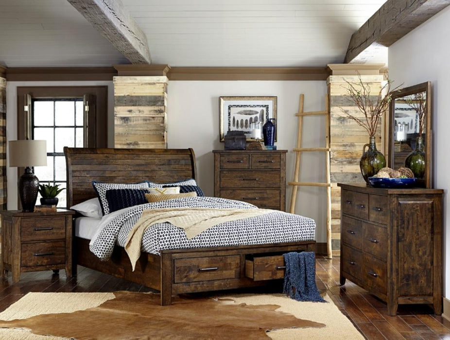 Homelegance Jerrick King Sleigh Platform Bed with Footboard Storage in Burnished Brown 1957K-1EK* - Premium Bed from Homelegance (Titan Warehouse) - Just $789.75! Shop now at Furniture Wholesale Plus  We are the best furniture store in Nashville, Hendersonville, Goodlettsville, Madison, Antioch, Mount Juliet, Lebanon, Gallatin, Springfield, Murfreesboro, Franklin, Brentwood