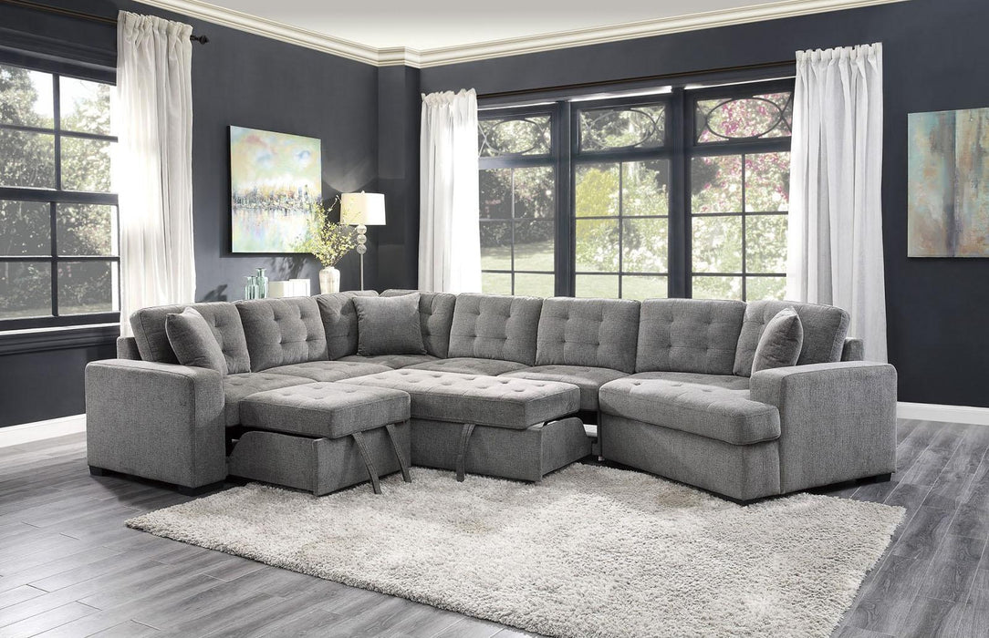 Homelegance Furniture Logansport Armless 2-Seater with Pull-out Bed in Gray 9401GRY-2A - Premium Chair from Homelegance (Titan Warehouse) - Just $696.15! Shop now at Furniture Wholesale Plus  We are the best furniture store in Nashville, Hendersonville, Goodlettsville, Madison, Antioch, Mount Juliet, Lebanon, Gallatin, Springfield, Murfreesboro, Franklin, Brentwood
