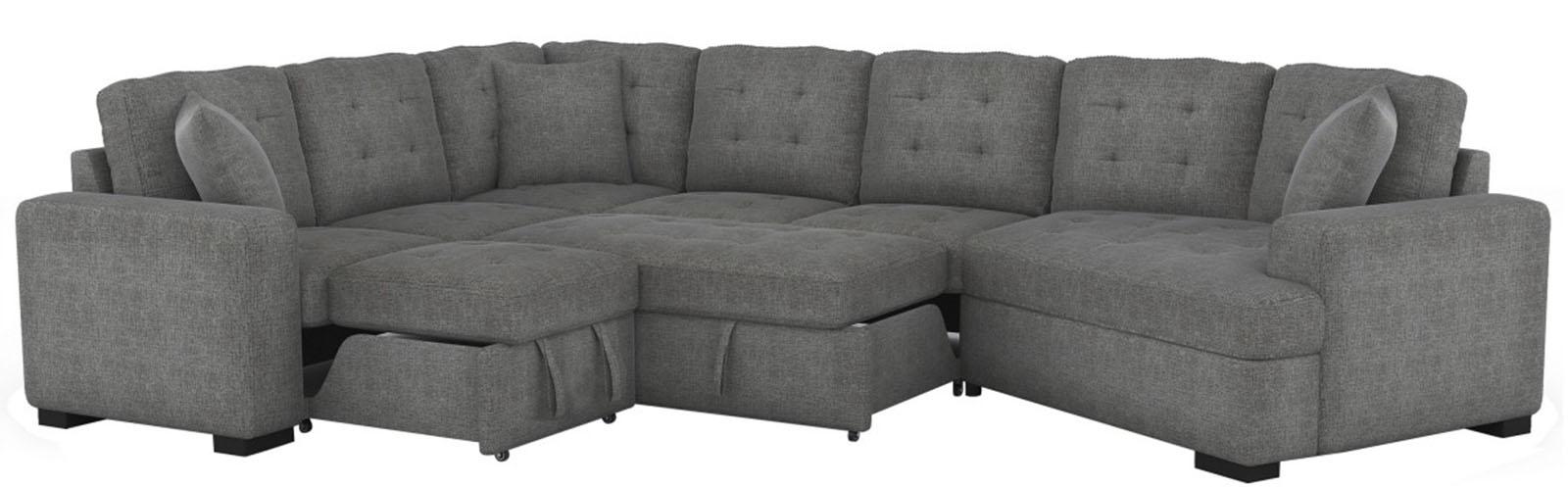 Homelegance Furniture Logansport Left Side 2-Seater with Pull-out Ottoman and 1 Pillow in Gray 9401GRY-2L - Premium Chair from Homelegance (Titan Warehouse) - Just $713.70! Shop now at Furniture Wholesale Plus  We are the best furniture store in Nashville, Hendersonville, Goodlettsville, Madison, Antioch, Mount Juliet, Lebanon, Gallatin, Springfield, Murfreesboro, Franklin, Brentwood