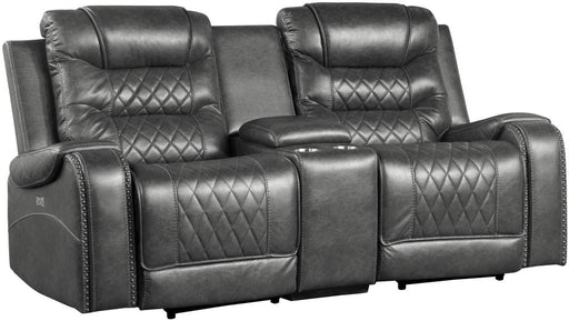 Homelegance Furniture Putnam Power Double Reclining Loveseat in Gray 9405GY-2PW - Premium Loveseat from Homelegance (Titan Warehouse) - Just $1109.55! Shop now at Furniture Wholesale Plus  We are the best furniture store in Nashville, Hendersonville, Goodlettsville, Madison, Antioch, Mount Juliet, Lebanon, Gallatin, Springfield, Murfreesboro, Franklin, Brentwood