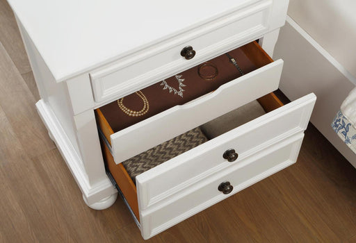 Homelegance Laurelin 3 Drawer Nightstand in White 1714W-4 - Premium Nightstand from Homelegance (Titan Warehouse) - Just $271.05! Shop now at Furniture Wholesale Plus  We are the best furniture store in Nashville, Hendersonville, Goodlettsville, Madison, Antioch, Mount Juliet, Lebanon, Gallatin, Springfield, Murfreesboro, Franklin, Brentwood