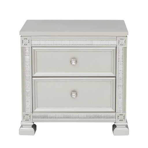 Homelegance Bevelle 2 Drawer Nightstand in Silver 1958-4 - Premium Nightstand from Homelegance (Titan Warehouse) - Just $310.05! Shop now at Furniture Wholesale Plus  We are the best furniture store in Nashville, Hendersonville, Goodlettsville, Madison, Antioch, Mount Juliet, Lebanon, Gallatin, Springfield, Murfreesboro, Franklin, Brentwood