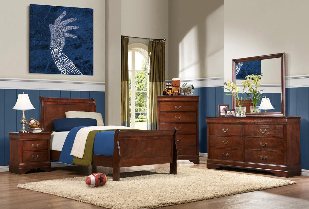 Homelegance Mayville Twin Sleigh in Brown Cherry 2147T-1 - Premium Bed from Homelegance (Titan Warehouse) - Just $314.44! Shop now at Furniture Wholesale Plus  We are the best furniture store in Nashville, Hendersonville, Goodlettsville, Madison, Antioch, Mount Juliet, Lebanon, Gallatin, Springfield, Murfreesboro, Franklin, Brentwood