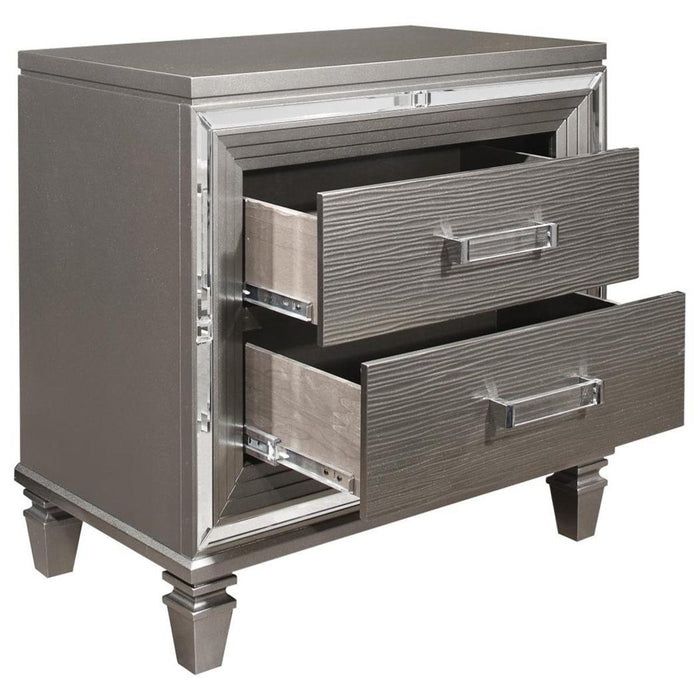 Homelegance Tamsin Nightstand in Silver Grey Metallic 1616-4 - Premium Nightstand from Homelegance (Titan Warehouse) - Just $321.75! Shop now at Furniture Wholesale Plus  We are the best furniture store in Nashville, Hendersonville, Goodlettsville, Madison, Antioch, Mount Juliet, Lebanon, Gallatin, Springfield, Murfreesboro, Franklin, Brentwood