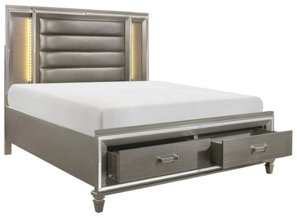 Homelegance Tamsin King Upholstered Storage Bed in Silver Grey Metallic 1616K-1EK* - Premium Bed from Homelegance (Titan Warehouse) - Just $1285.05! Shop now at Furniture Wholesale Plus  We are the best furniture store in Nashville, Hendersonville, Goodlettsville, Madison, Antioch, Mount Juliet, Lebanon, Gallatin, Springfield, Murfreesboro, Franklin, Brentwood