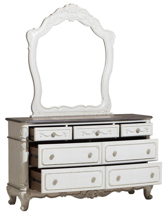 Homelegance Cinderella 7 Drawer Dresser in Antique White with Grey Rub-Through 1386NW-5 - Premium Dresser from Homelegance (Titan Warehouse) - Just $653.25! Shop now at Furniture Wholesale Plus  We are the best furniture store in Nashville, Hendersonville, Goodlettsville, Madison, Antioch, Mount Juliet, Lebanon, Gallatin, Springfield, Murfreesboro, Franklin, Brentwood