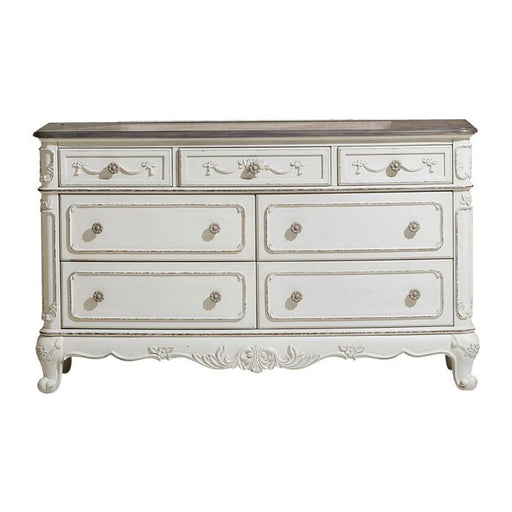 Homelegance Cinderella 7 Drawer Dresser in Antique White with Grey Rub-Through 1386NW-5 - Premium Dresser from Homelegance (Titan Warehouse) - Just $653.25! Shop now at Furniture Wholesale Plus  We are the best furniture store in Nashville, Hendersonville, Goodlettsville, Madison, Antioch, Mount Juliet, Lebanon, Gallatin, Springfield, Murfreesboro, Franklin, Brentwood