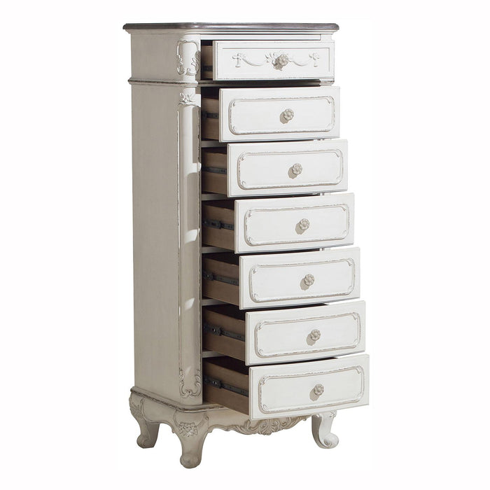 Homelegance Cinderella 7 Drawer Tall Chest Antique White with Grey Rub-Through 1386NW-12 - Premium Chest from Homelegance (Titan Warehouse) - Just $544.05! Shop now at Furniture Wholesale Plus  We are the best furniture store in Nashville, Hendersonville, Goodlettsville, Madison, Antioch, Mount Juliet, Lebanon, Gallatin, Springfield, Murfreesboro, Franklin, Brentwood