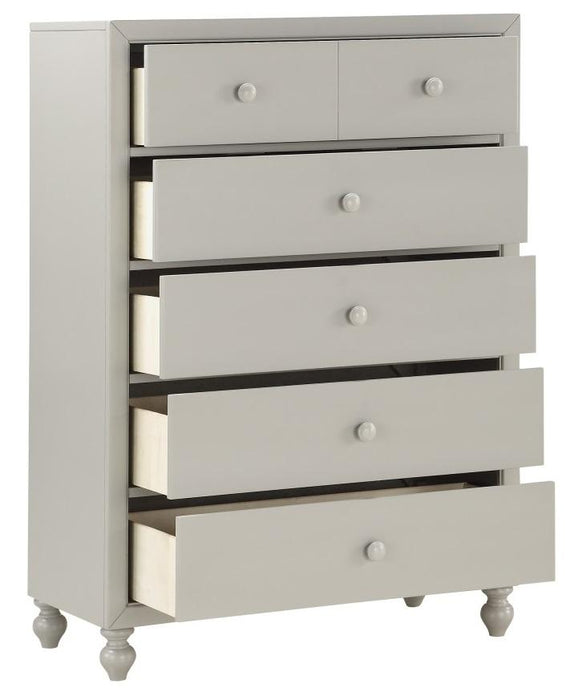 Homelegance Wellsummer 5 Drawer Chest in Gray 1803GY-9 - Premium Chest from Homelegance (Titan Warehouse) - Just $487.50! Shop now at Furniture Wholesale Plus  We are the best furniture store in Nashville, Hendersonville, Goodlettsville, Madison, Antioch, Mount Juliet, Lebanon, Gallatin, Springfield, Murfreesboro, Franklin, Brentwood