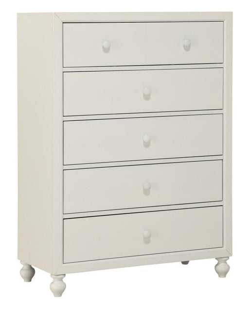 Homelegance Wellsummer 5 Drawer Chest in White 1803W-9 - Premium Chest from Homelegance (Titan Warehouse) - Just $487.50! Shop now at Furniture Wholesale Plus  We are the best furniture store in Nashville, Hendersonville, Goodlettsville, Madison, Antioch, Mount Juliet, Lebanon, Gallatin, Springfield, Murfreesboro, Franklin, Brentwood