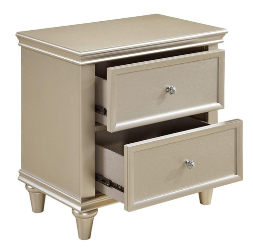 Homelegance Celandine 2 Drawer Nightstand in Silver 1928-4 - Premium Nightstand from Homelegance (Titan Warehouse) - Just $257.40! Shop now at Furniture Wholesale Plus  We are the best furniture store in Nashville, Hendersonville, Goodlettsville, Madison, Antioch, Mount Juliet, Lebanon, Gallatin, Springfield, Murfreesboro, Franklin, Brentwood