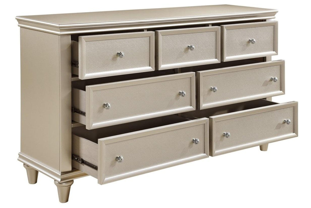 Homelegance Celandine 7 Drawer Dresser in Silver 1928-5 - Premium Dresser from Homelegance (Titan Warehouse) - Just $585! Shop now at Furniture Wholesale Plus  We are the best furniture store in Nashville, Hendersonville, Goodlettsville, Madison, Antioch, Mount Juliet, Lebanon, Gallatin, Springfield, Murfreesboro, Franklin, Brentwood