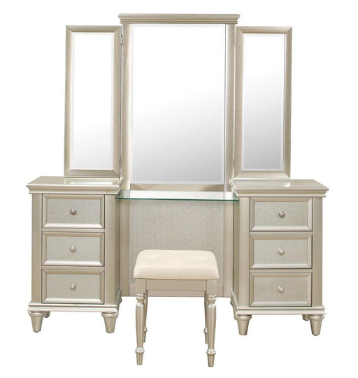 Homelegance Celandine Vanity Stool in Pearl/Silver 1928-14 - Premium Vanity from Homelegance (Titan Warehouse) - Just $79.95! Shop now at Furniture Wholesale Plus  We are the best furniture store in Nashville, Hendersonville, Goodlettsville, Madison, Antioch, Mount Juliet, Lebanon, Gallatin, Springfield, Murfreesboro, Franklin, Brentwood