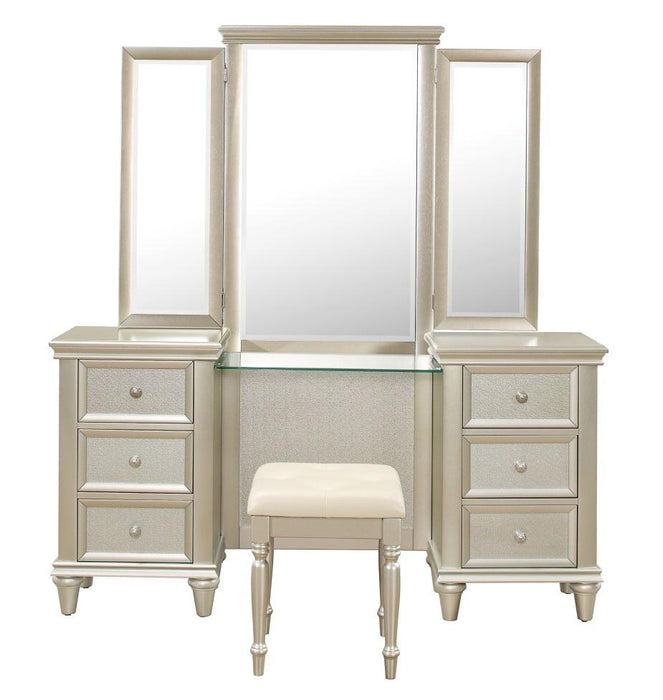 Homelegance Celandine Vanity Stool in Pearl/Silver 1928-14 - Premium Vanity from Homelegance (Titan Warehouse) - Just $79.95! Shop now at Furniture Wholesale Plus  We are the best furniture store in Nashville, Hendersonville, Goodlettsville, Madison, Antioch, Mount Juliet, Lebanon, Gallatin, Springfield, Murfreesboro, Franklin, Brentwood