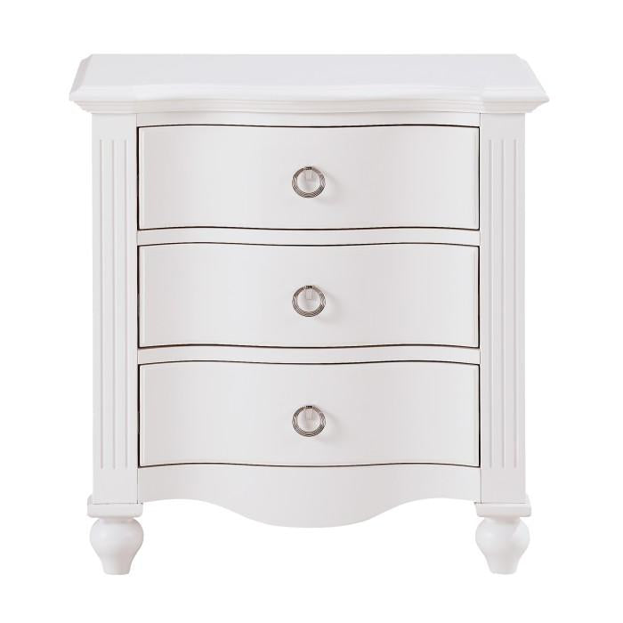 Homelegance Meghan 3 Drawer Nightstand in White 2058WH-4 - Premium Nightstand from Homelegance (Titan Warehouse) - Just $292.50! Shop now at Furniture Wholesale Plus  We are the best furniture store in Nashville, Hendersonville, Goodlettsville, Madison, Antioch, Mount Juliet, Lebanon, Gallatin, Springfield, Murfreesboro, Franklin, Brentwood