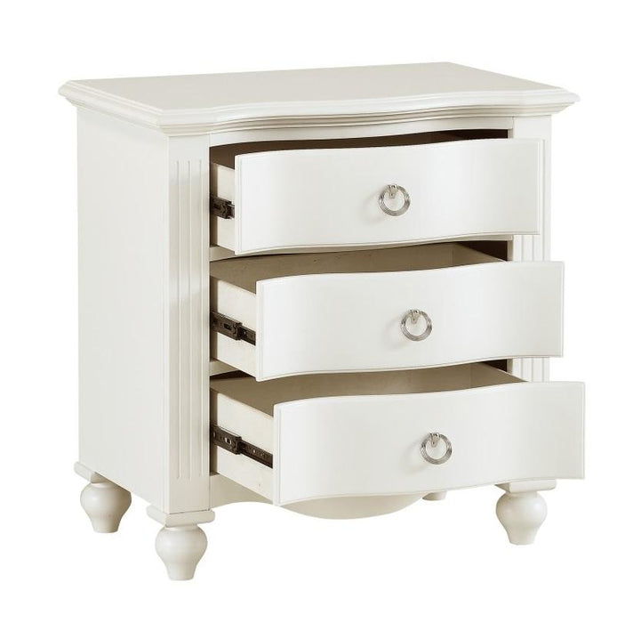 Homelegance Meghan 3 Drawer Nightstand in White 2058WH-4 - Premium Nightstand from Homelegance (Titan Warehouse) - Just $292.50! Shop now at Furniture Wholesale Plus  We are the best furniture store in Nashville, Hendersonville, Goodlettsville, Madison, Antioch, Mount Juliet, Lebanon, Gallatin, Springfield, Murfreesboro, Franklin, Brentwood