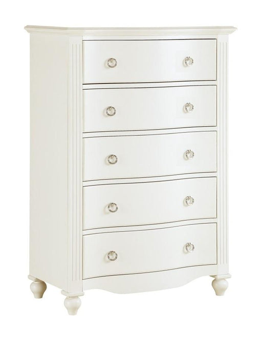 Homelegance Meghan 5 Drawer Chest in White 2058WH-9 - Premium Chest from Homelegance (Titan Warehouse) - Just $633.75! Shop now at Furniture Wholesale Plus  We are the best furniture store in Nashville, Hendersonville, Goodlettsville, Madison, Antioch, Mount Juliet, Lebanon, Gallatin, Springfield, Murfreesboro, Franklin, Brentwood