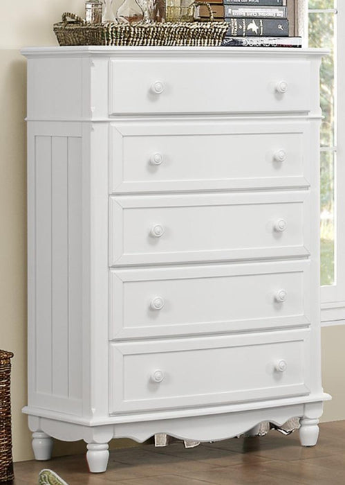 Homelegance Clementine 5 Drawer Chest in White B1799-9 - Premium Chest from Homelegance (Titan Warehouse) - Just $546! Shop now at Furniture Wholesale Plus  We are the best furniture store in Nashville, Hendersonville, Goodlettsville, Madison, Antioch, Mount Juliet, Lebanon, Gallatin, Springfield, Murfreesboro, Franklin, Brentwood