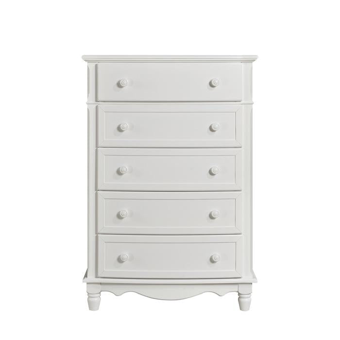 Homelegance Clementine 5 Drawer Chest in White B1799-9 - Premium Chest from Homelegance (Titan Warehouse) - Just $546! Shop now at Furniture Wholesale Plus  We are the best furniture store in Nashville, Hendersonville, Goodlettsville, Madison, Antioch, Mount Juliet, Lebanon, Gallatin, Springfield, Murfreesboro, Franklin, Brentwood