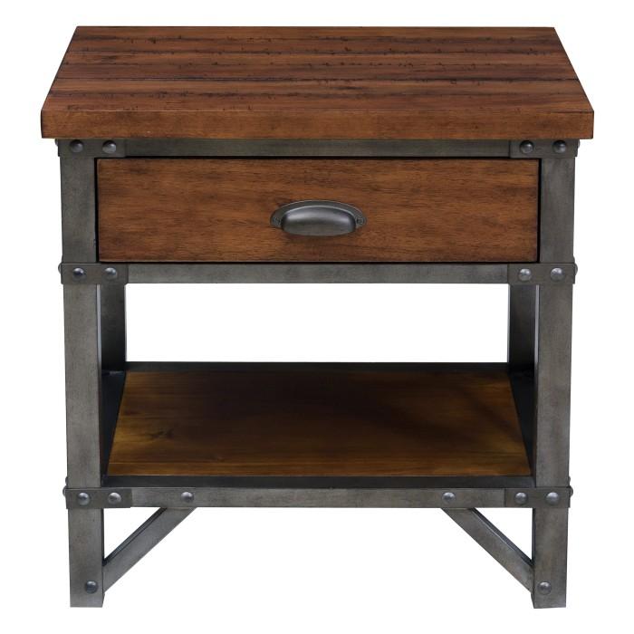 Homelegance Holverson Nightstand in Rustic Brown & Gunmetal 1715-4 - Premium Nightstand from Homelegance (Titan Warehouse) - Just $263.25! Shop now at Furniture Wholesale Plus  We are the best furniture store in Nashville, Hendersonville, Goodlettsville, Madison, Antioch, Mount Juliet, Lebanon, Gallatin, Springfield, Murfreesboro, Franklin, Brentwood