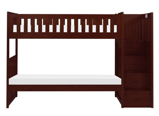 Homelegance Rowe Bunk Bed w/ Reversible Step Storage in Dark Cherry B2013SBDC-1* - Premium Bed from Homelegance (Titan Warehouse) - Just $914.55! Shop now at Furniture Wholesale Plus  We are the best furniture store in Nashville, Hendersonville, Goodlettsville, Madison, Antioch, Mount Juliet, Lebanon, Gallatin, Springfield, Murfreesboro, Franklin, Brentwood